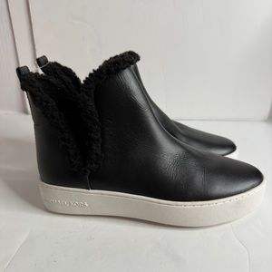 Michael Kors Ashlyn Shearling & Leather Winter  Boots in Black Sz 8.5